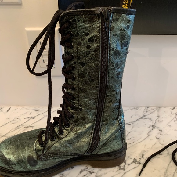 Dr Martens Green Metallic Boots 5 - Picture 4 of 11